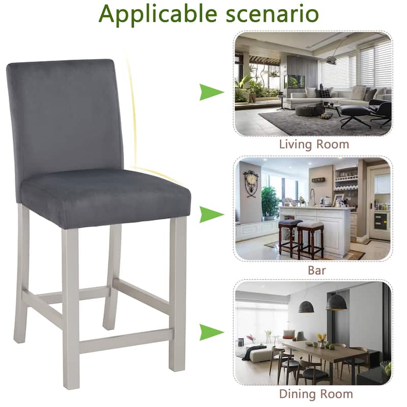 GDFStudio - Noir Modern Upholstered Wood Counter Height Dining Chairs Set, Padded Seat & Non-slip Feet Pads, Set of 4