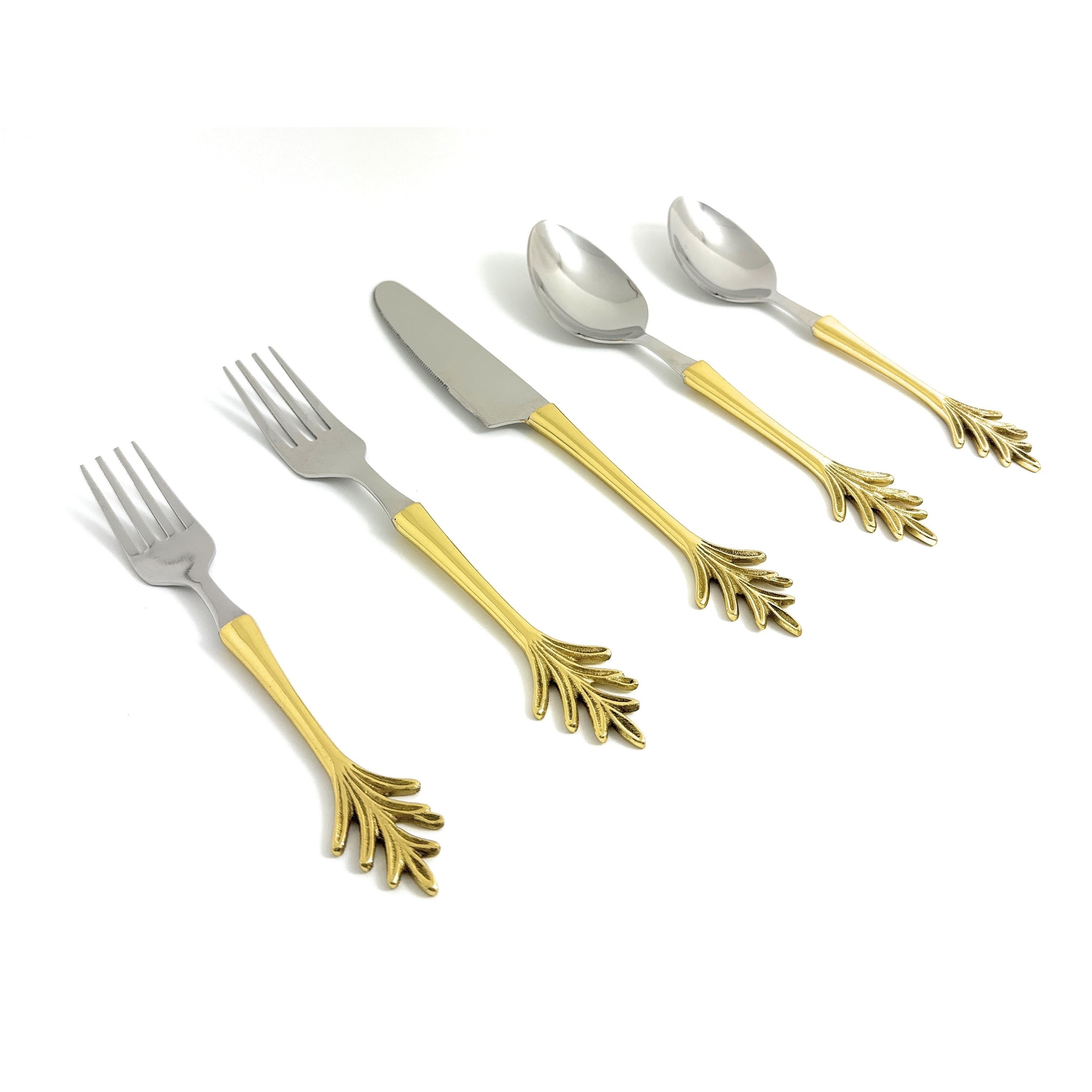 Vibhsa Luxe Collection Ornate Handle Gold Stainless Steel Flatware Set, 20-Piece, Service for 4