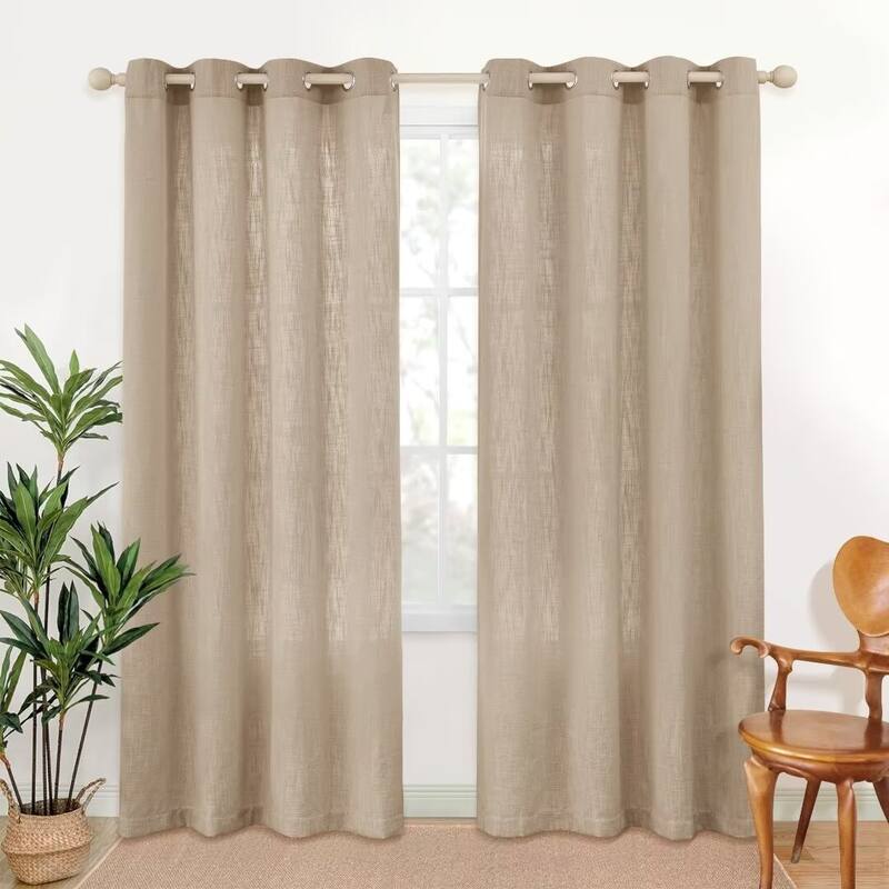 Linen Texture Light Filtering Grommet Panel Pair - 52"Wx84"L - Taupe