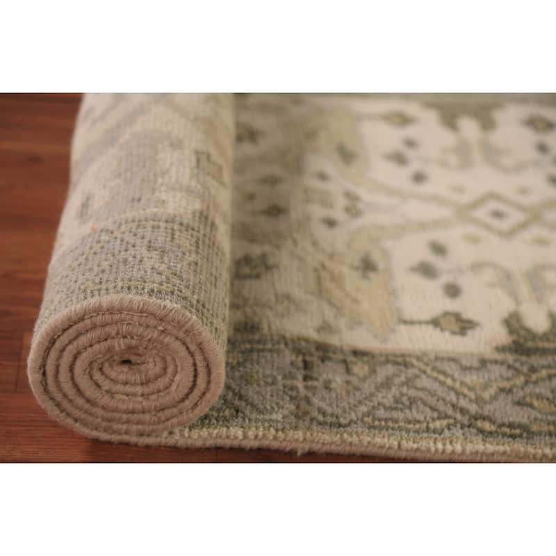 Ivory Oushak Oriental Runner Rug Handmade Wool Carpet - 2'7" x 8'2"
