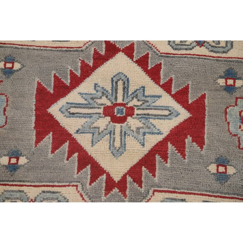 Light Blue Kazak Area Rug Handmade Traditional Wool Carpet - 6'9" x 9'2"