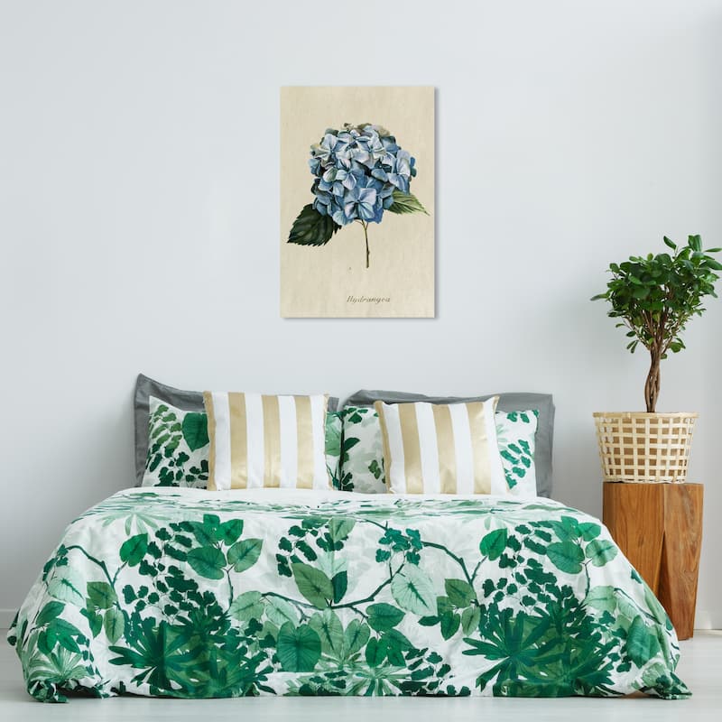 Wynwood Studio Canvas Floral and Botanical Hydrangea Botanical Blue and Pastel Pink Traditional Wall Art Canvas Print - 24 x 36