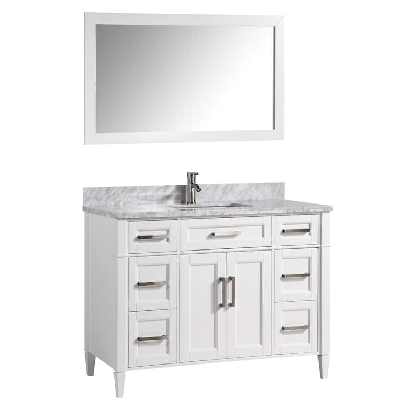 Vanity Art 48-Inch Bathroom Vanity Set with Carrara Marble Top - 22 x 48 x 36 Inches