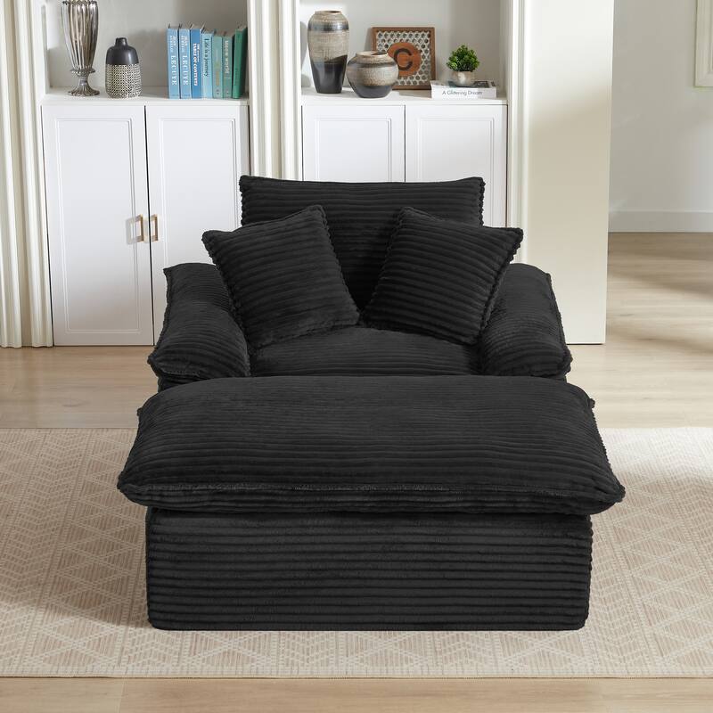 51.97" Modern Comfortable Cushioned Compression Single Sofa with Footrest