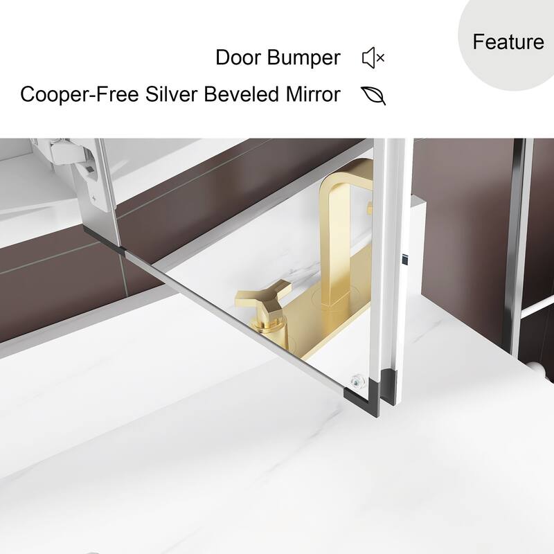 Rectangular Aluminum Recessed Mount/Surface Mount Medicine Cabinet with Mirror and Adjustable shelves