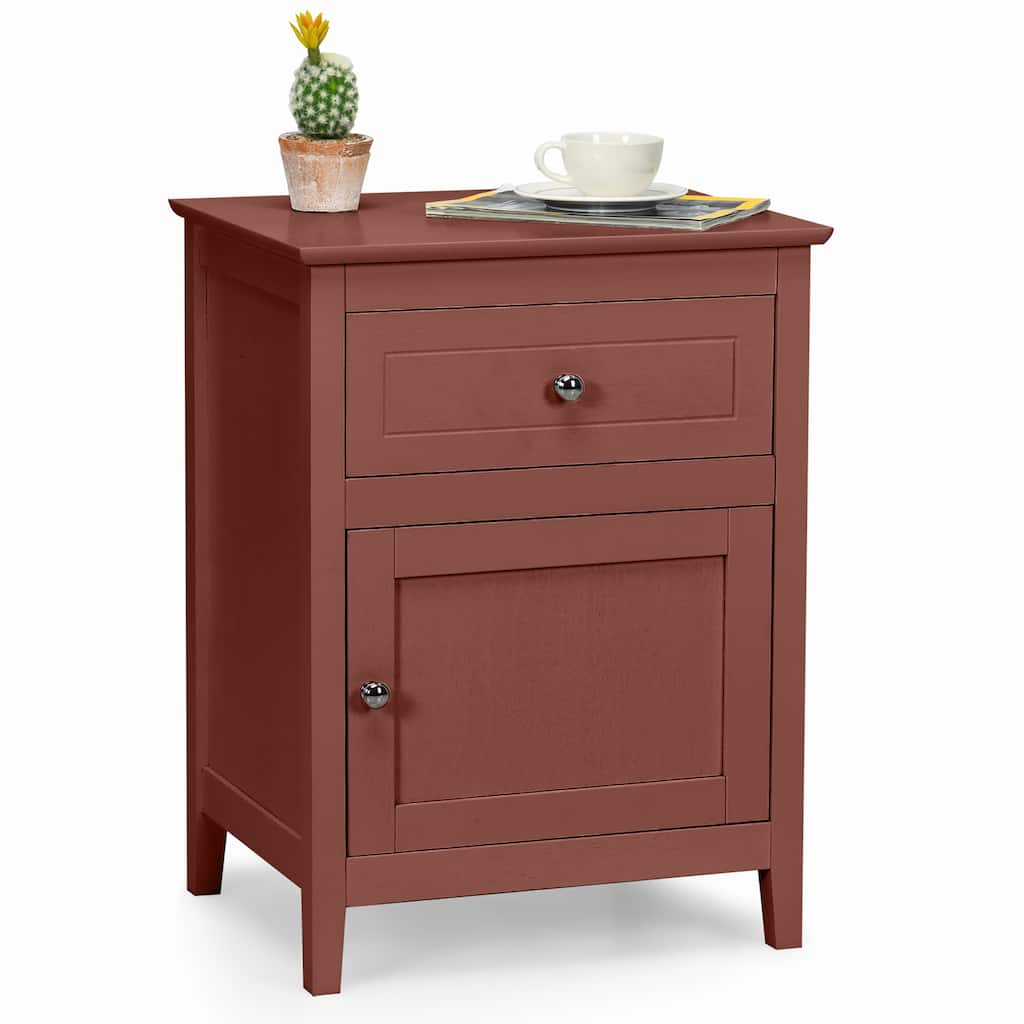 Nightstand with Drawer Accent Side End Table Storage Cabinet