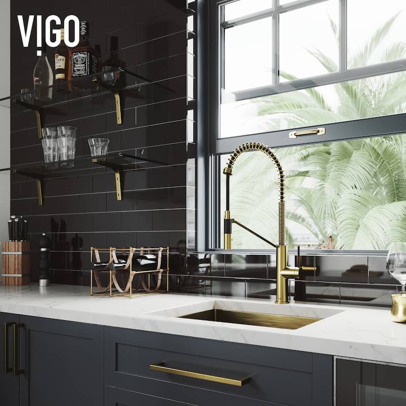VIGO Livingston 24" H Single Handle Pull-Down Sprayer Kitchen Faucet