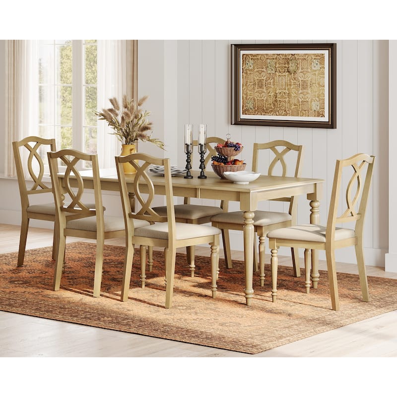 Wood Dining Chair with Cross-Back & Rubber Wood Gourd-Shaped Leg, Oak
