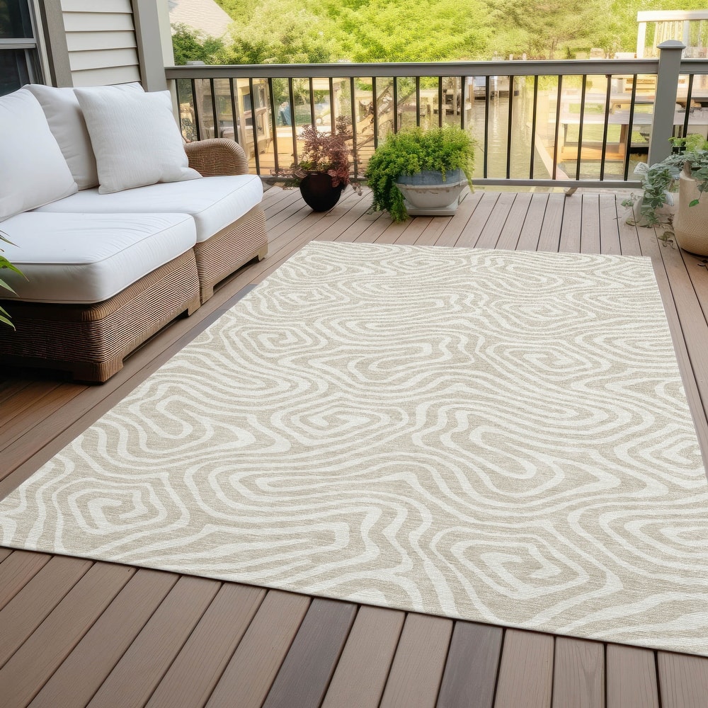 Machine Washable Indoor/ Outdoor Abstract Modern Chantille Rug