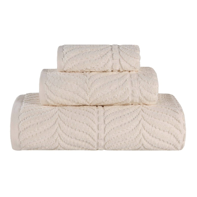 Superior Chevron Zero Twist Jacquard Cotton 3 Piece Bathroom Towel Set