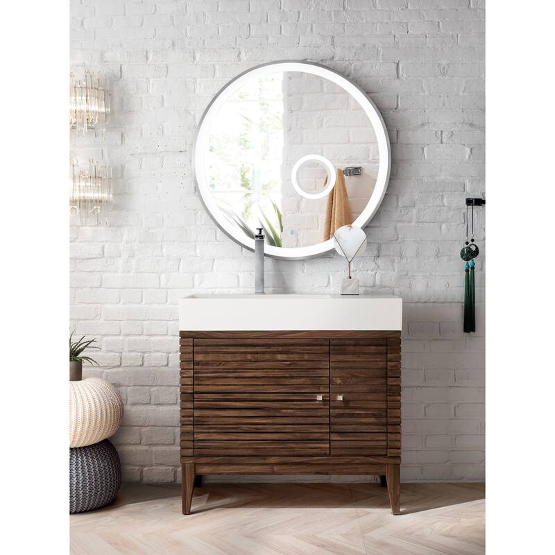 James Martin Vanities Linear 36" Single Vanity, Mid Century Walnut