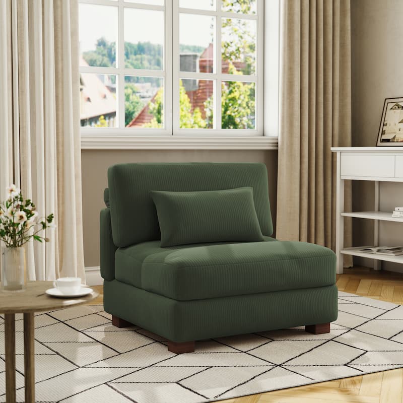 Modern Upholstered Armless Chair Accent Chair - Green
