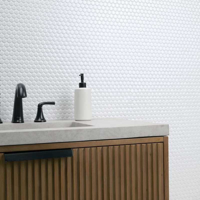 Ackland AKM-P-11X12PRG-CA 12" x 13" Porcelain Penny Floor and Wall