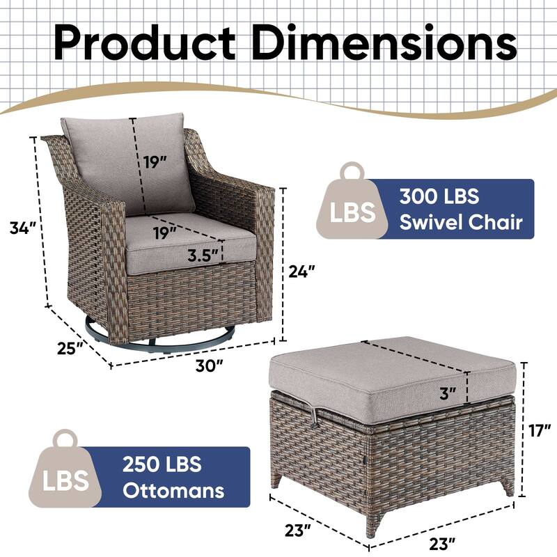 Outside Patio Sofa Chair Set with Cushions