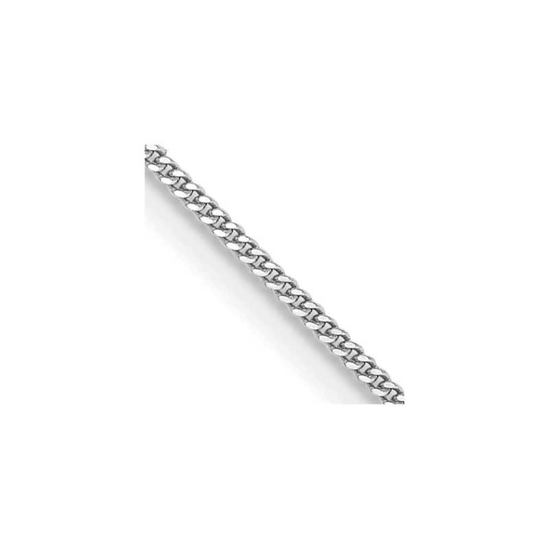 Curata 14k White Gold 10" 0.9mm Curb Chain Anklet (Spring-ring)