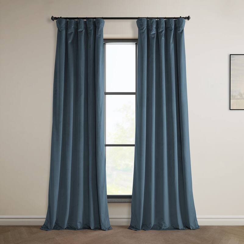 Exclusive Fabrics Heritage Plush Velvet Curtain (1 Panel) - 50 X 108 - London Blue