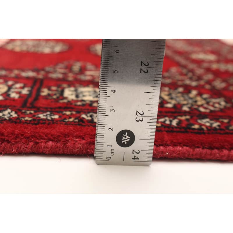 ECARPETGALLERY Hand-knotted Finest Peshawar Bokhara Red Wool Rug - 2'7 x 4'0