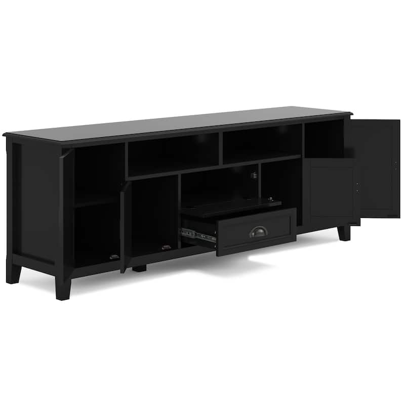 WYNDENHALL Portland SOLID WOOD 72" Wide Transitional TV Media Stand For TVs upto 80 inches - 17.5" D x 72" W x 26" H