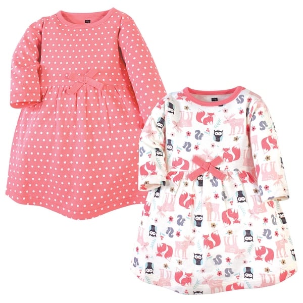 Hudson Baby Infant and Baby Girl Cotton Long-Sleeve Dresses 2pk, Forest -  Bed Bath & Beyond - 42843208