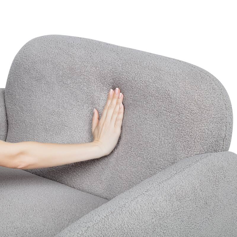 Stylish and Minimalist Teddy Fleece Single Sofa Chair with Arms and Pillow