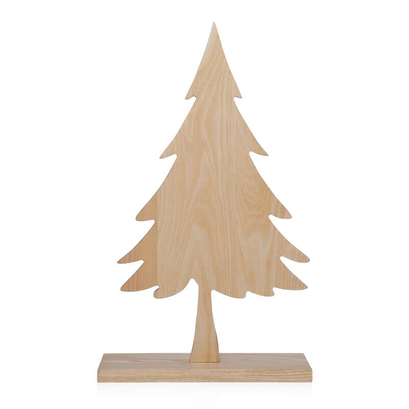Natural Ash Wood Silhouette Christmas Tree on Base - 18"