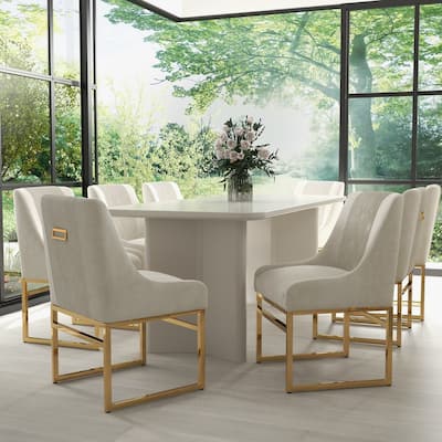 SEYNAR Contempoary Velvet Dining Chair with Metal Frame Legs, set of 8