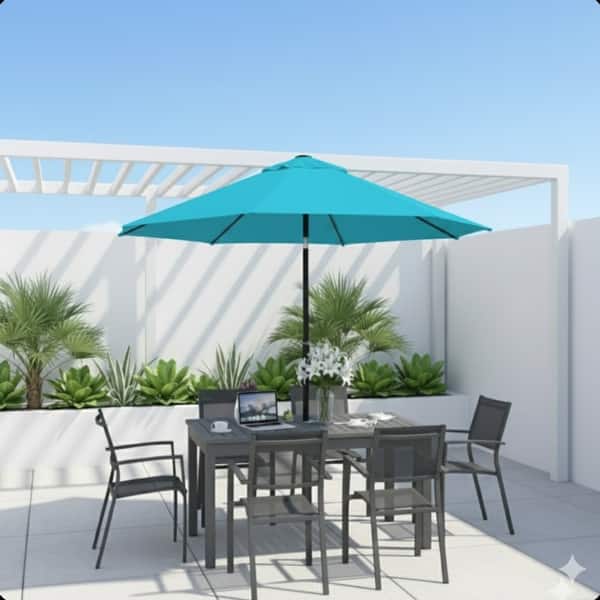 7 foot patio canopy umbrella with crank 7.5 Feet Market Umbrella With Crank Lift & Tilt, Uv-Resistant Canopy For Pool, Backyard & Patio (Without Base)
