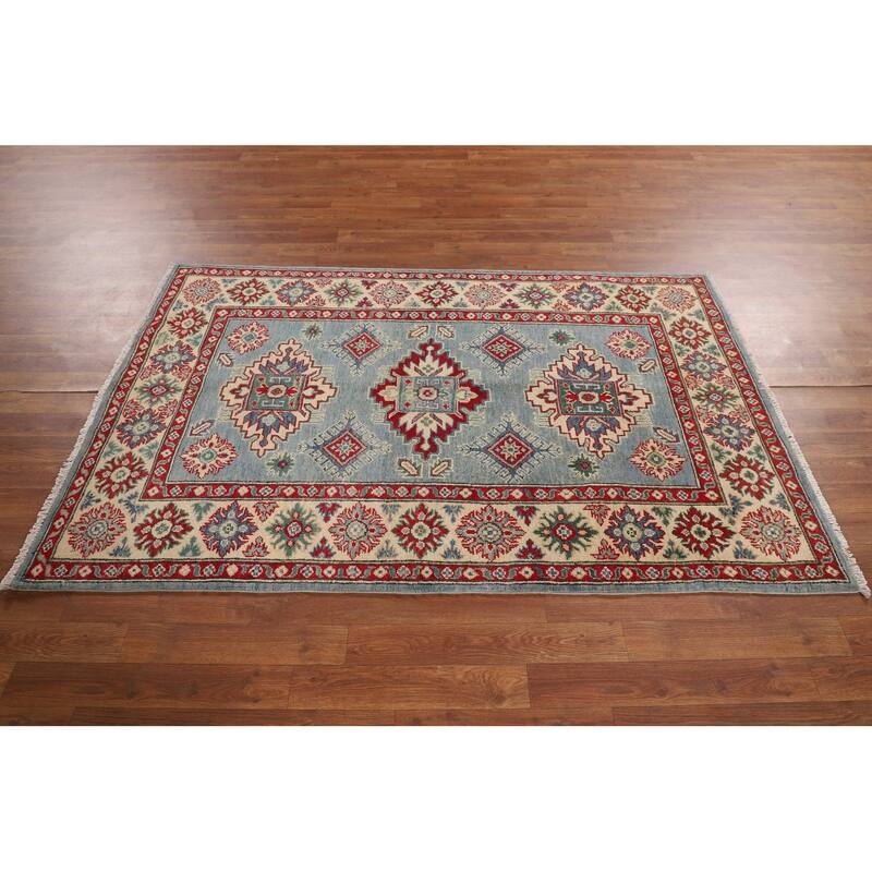 Kazak Rug Handmade Oriental Blue Wool Carpet - 3'10" x 6'0"
