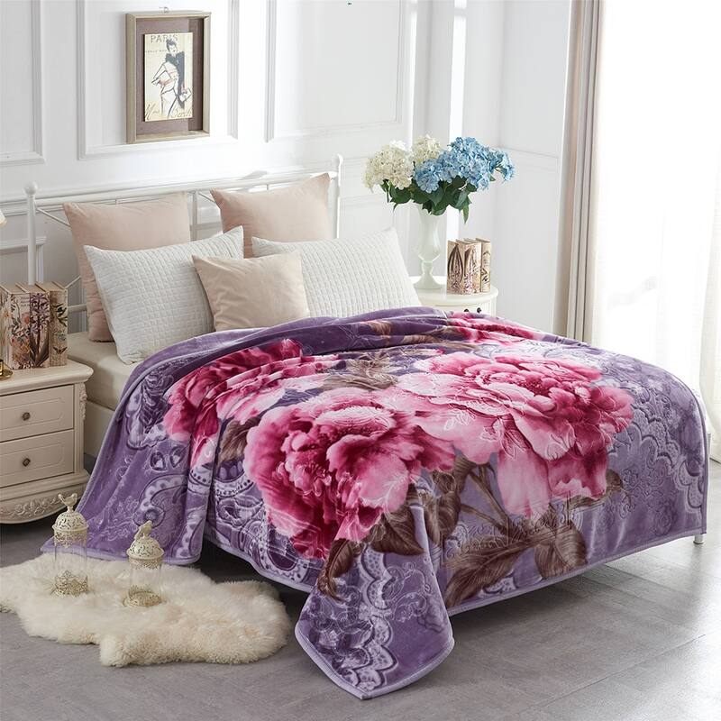 2 Layer King Size Fluffy Chunky Large Raschel Blanket Super Soft Faux Fur Blanket