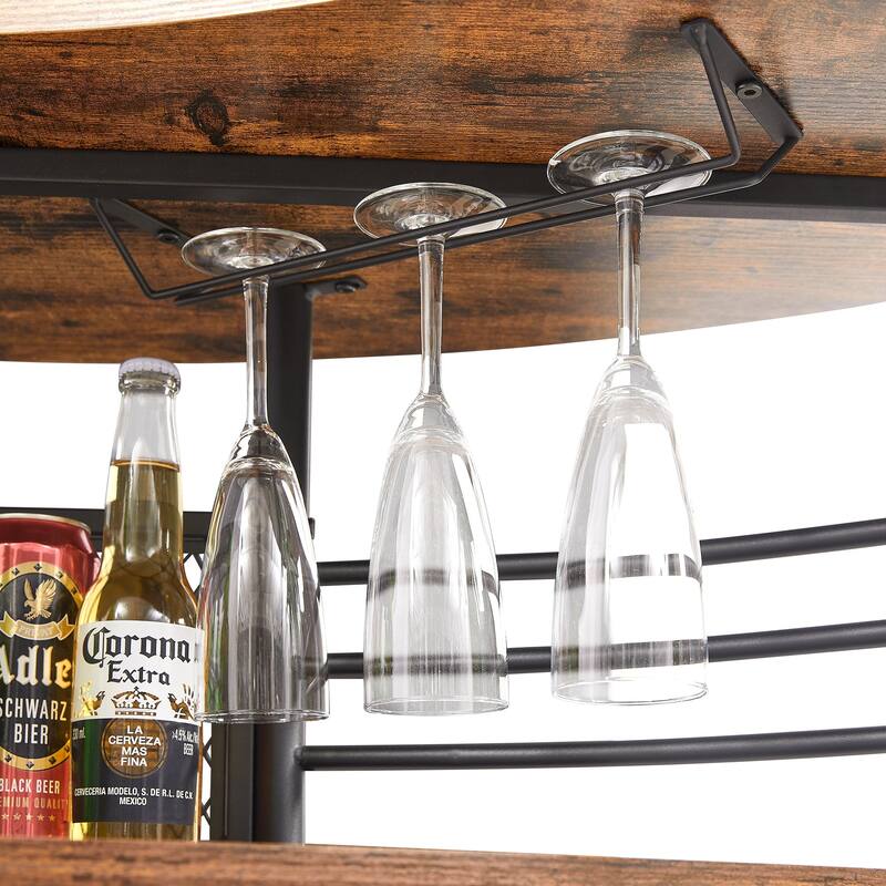 VECELO Home Bar Unit, Liquor Bar Table with 2-Tier Storage