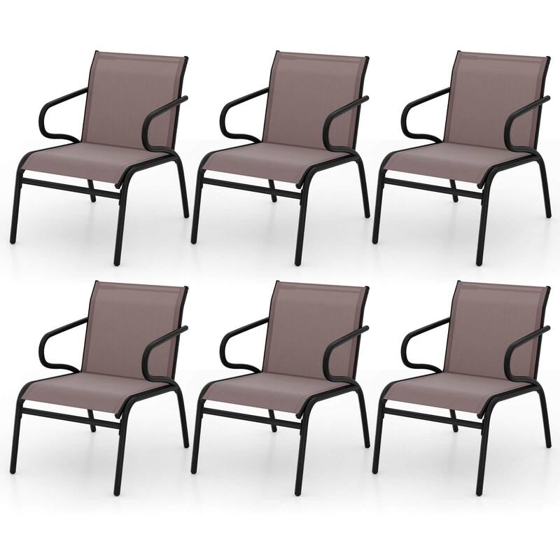 Costway Patio Chairs Set of 2/4/6 with Breathable Fabric & Metal Frame - See Details - 6 PCS