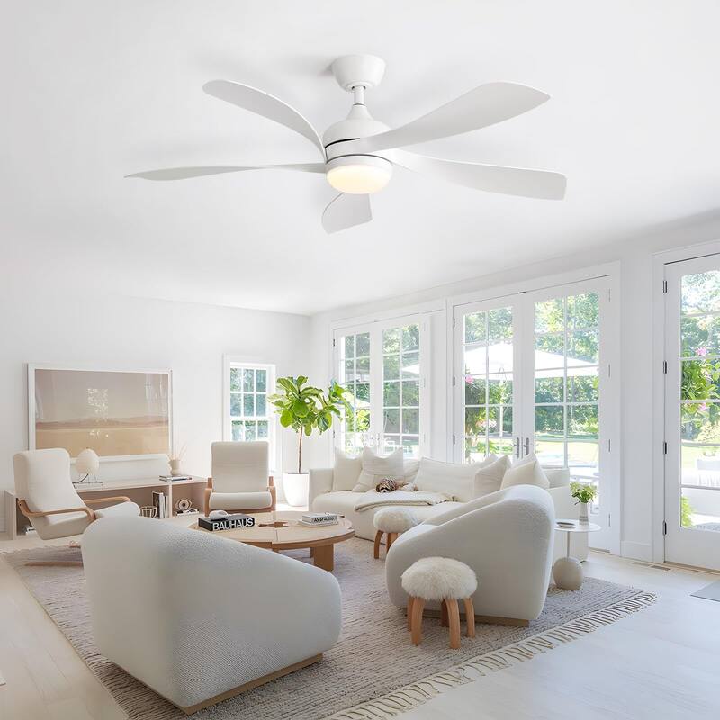 52 Inch Ceiling Fan with Remote & Lights Quiet DC Motor 5 Blade High CFM Modern Fan