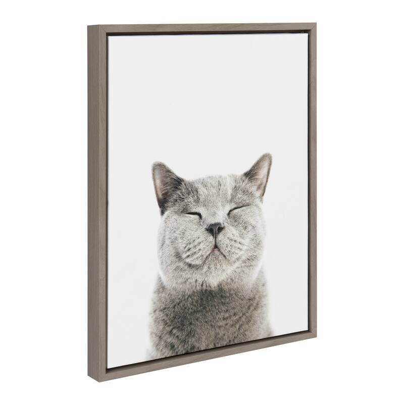 Kate and Laurel Sylvie Smiling Cat Framed Canvas by Amy Peterson