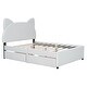preview thumbnail 4 of 5, Full Size Upholstered Platform Bed with Cartoon Ears Shaped Headboard and 2 Drawers, White