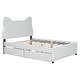 preview thumbnail 8 of 30, Full Size Upholstered Platform Bed with Cartoon Ears Shaped Headboard and 2 Drawers