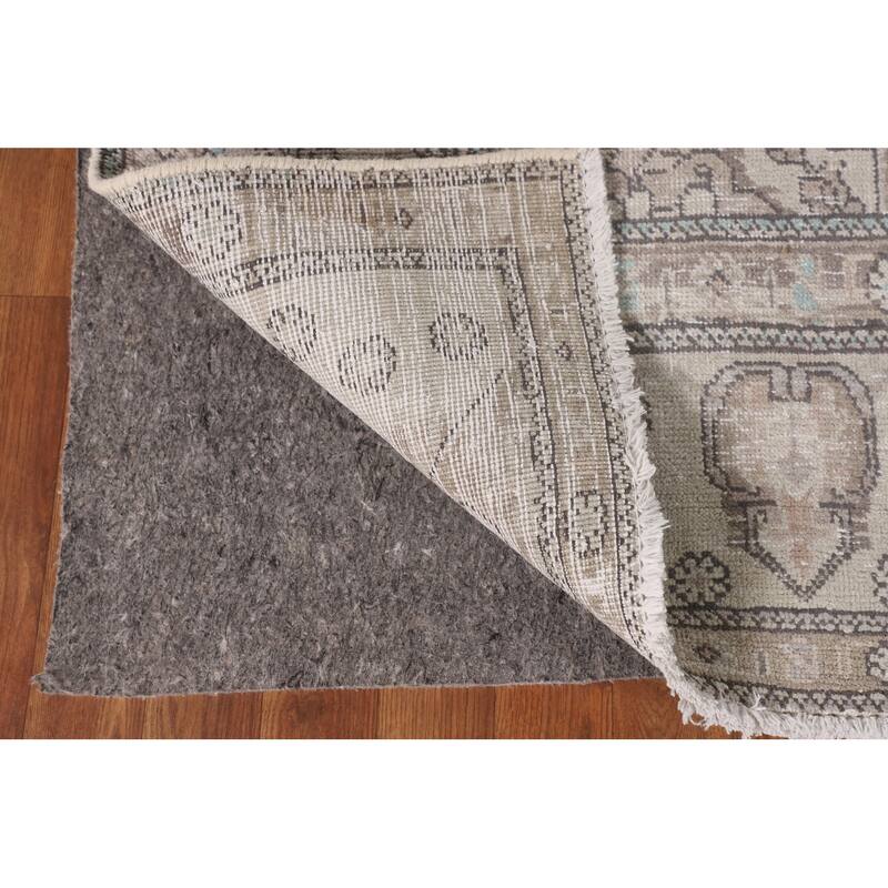 Distressed Tabriz Persian Vintage Rug Handmade Beige Wool Carpet - 6'6"x 9'8"