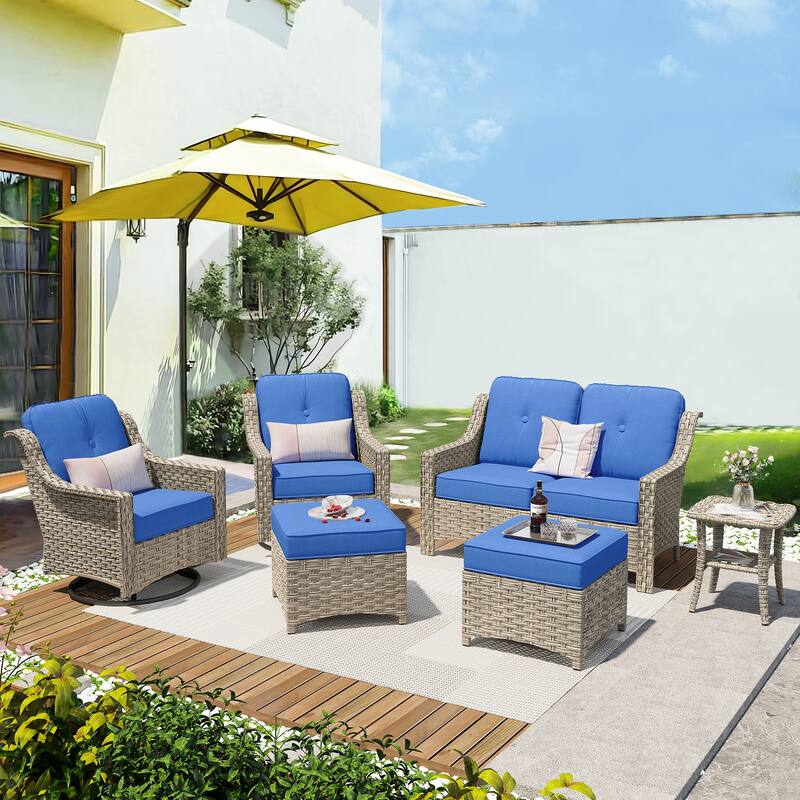 XIZZI 6-Piece Outdoor Furniture Set with Swivel Chair