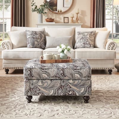 Morden Fort Classical Paisley Print Cocktail Rectangular Ottoman