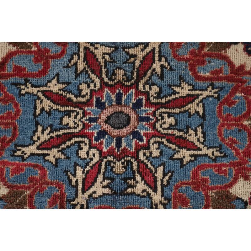 Vegetable Dye Isfahan Persian Antique Area Rug Handmade Wool Carpet - 9'2"x 13'8"