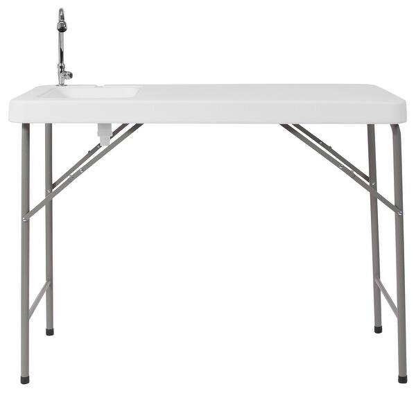 Shop 4 Foot Granite White Plastic Folding Table With Sink Fish