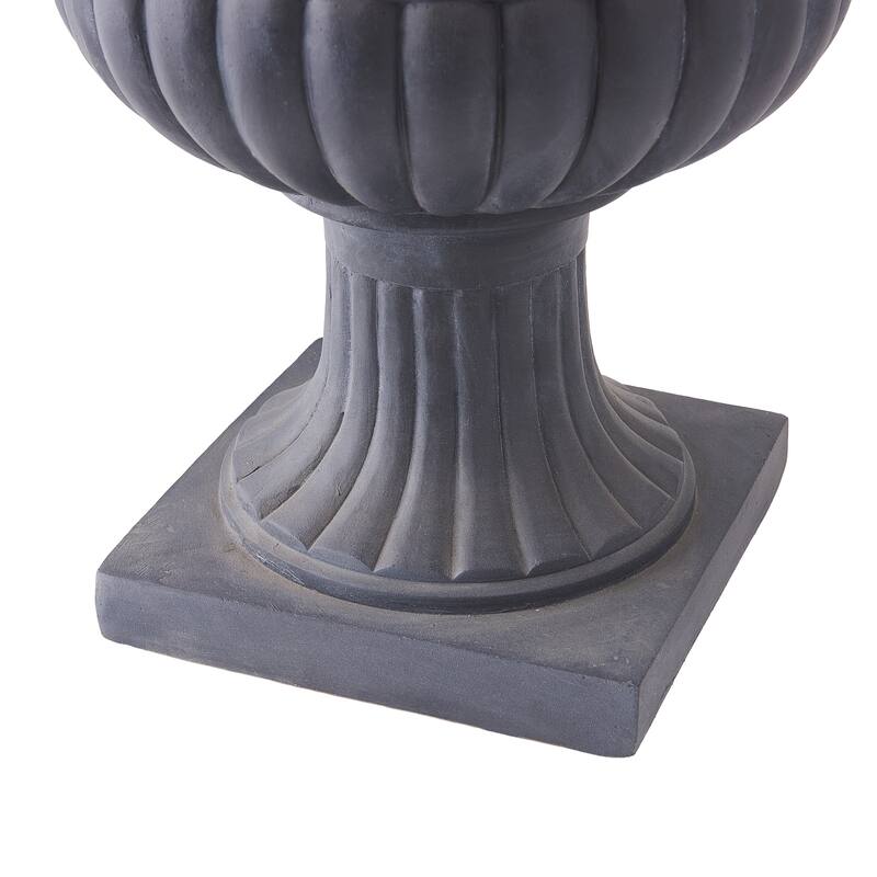 Christopher Knight Home - Fernrise 24.80"H Outdoor Classical Floral Relief Carvings MGO Urn Planter, Drainage Hole & Ventilation