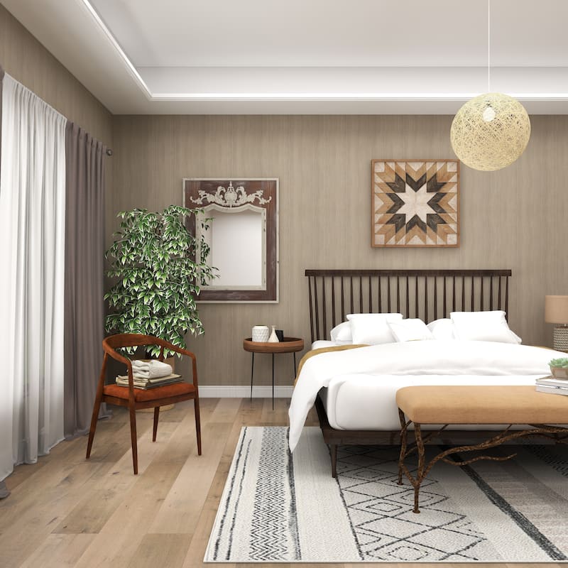 Brown Teak Wood Handmade Rounded Dining Chair with Leather Cushion - 20 x 21 x 32