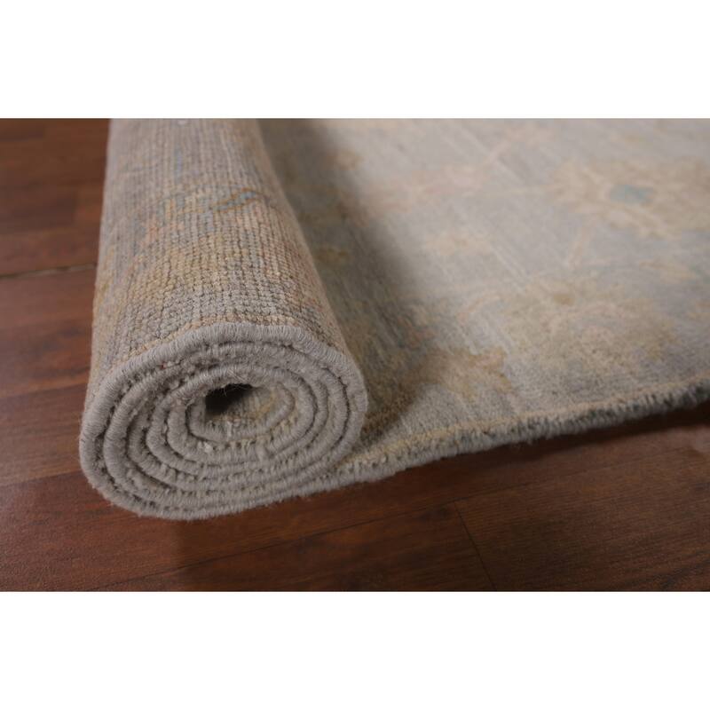 Vegetable Dye Oushak Turkish Runner Rug Handmade Floral Wool Carpet - 3'1"x 11'6"