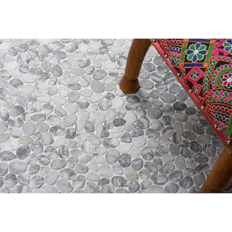 Coin Marble 11 in. x 11 in. Marble Mesh-Mounted Mosaic Wall and Floor Tile