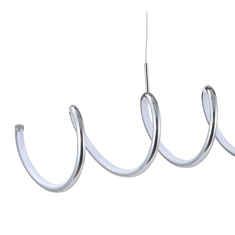 Scribble 31" Dimmable Adjustable Integrated LED Metal Linear Pendant, Chrome by JONATHAN Y