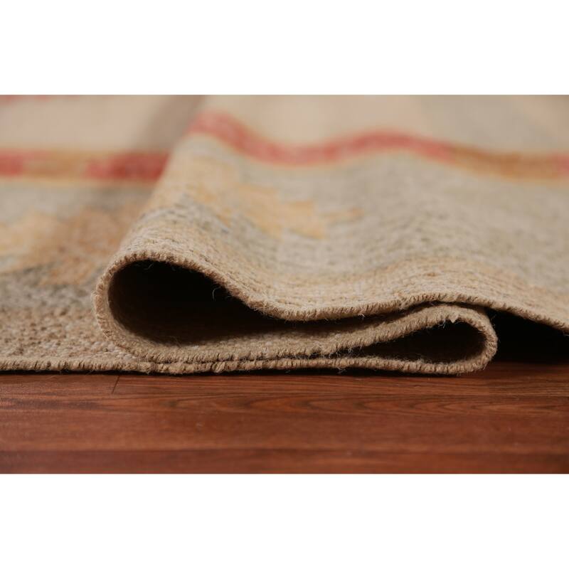 Hand Woven Oriental 100% Jute Carpet Southwestern Modern Beige & Ivories Kilim Area Rug - 11' 8'' X 9' 6''