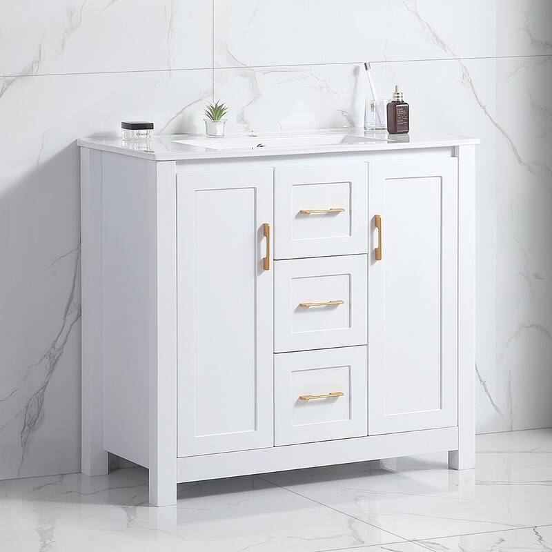 36" Bathroom Vanity with Undermount Single Sink and 2 Doors and 3 Drawers - 36''