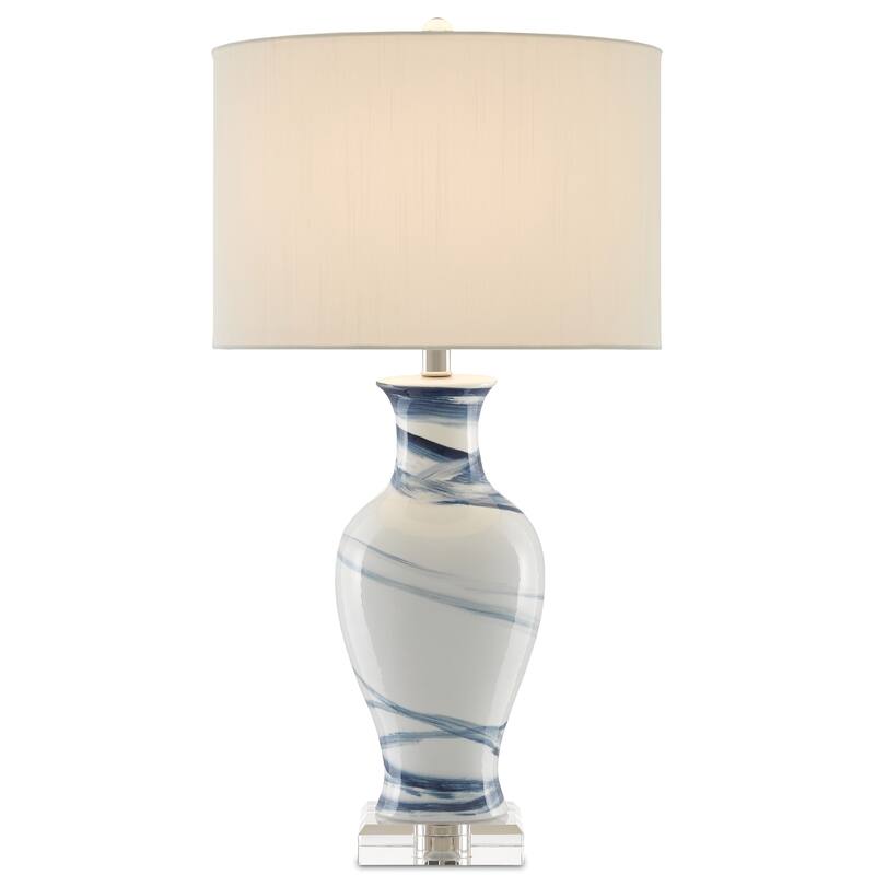 Currey & Company Hanni Table Lamp - 28.5"h x 15"w x 15"d - 28.5"h x 15"w x 15"d - White/Blue