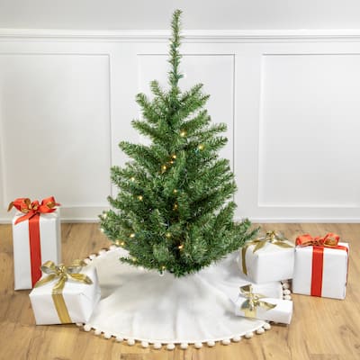 3' Green Medium Canadian Pine Artificial Christmas Tree Clear LED - 3 Foot