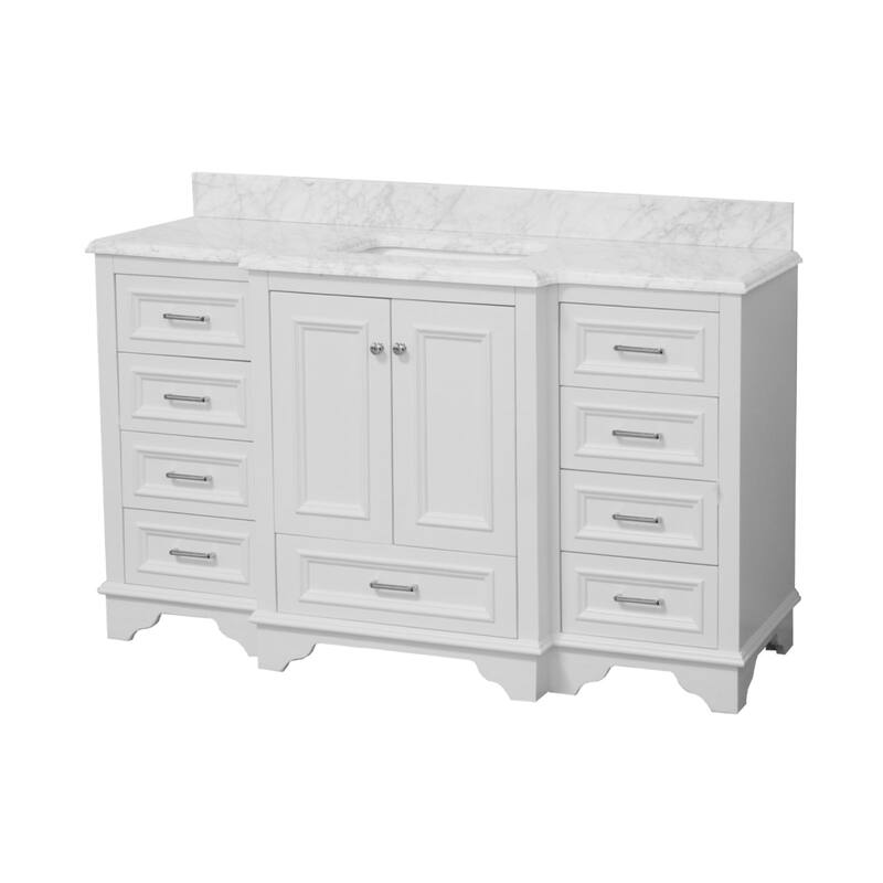 KitchenBathCollection Nantucket 60" Single Bathroom Vanity with Carrara Marble Top